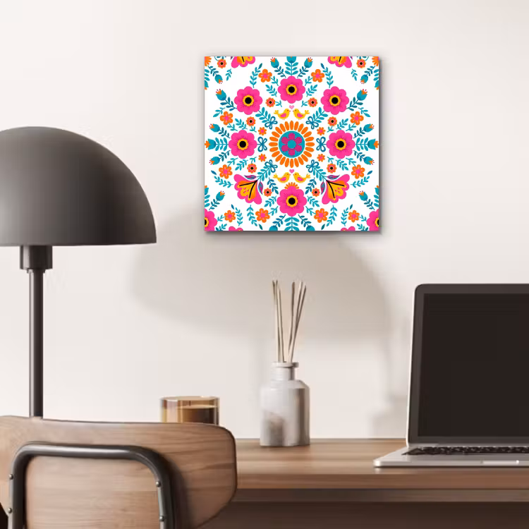 Bloemen - Vogel - Patroon - Kleurrijk - Modern aluminium wit klein -sfeer5