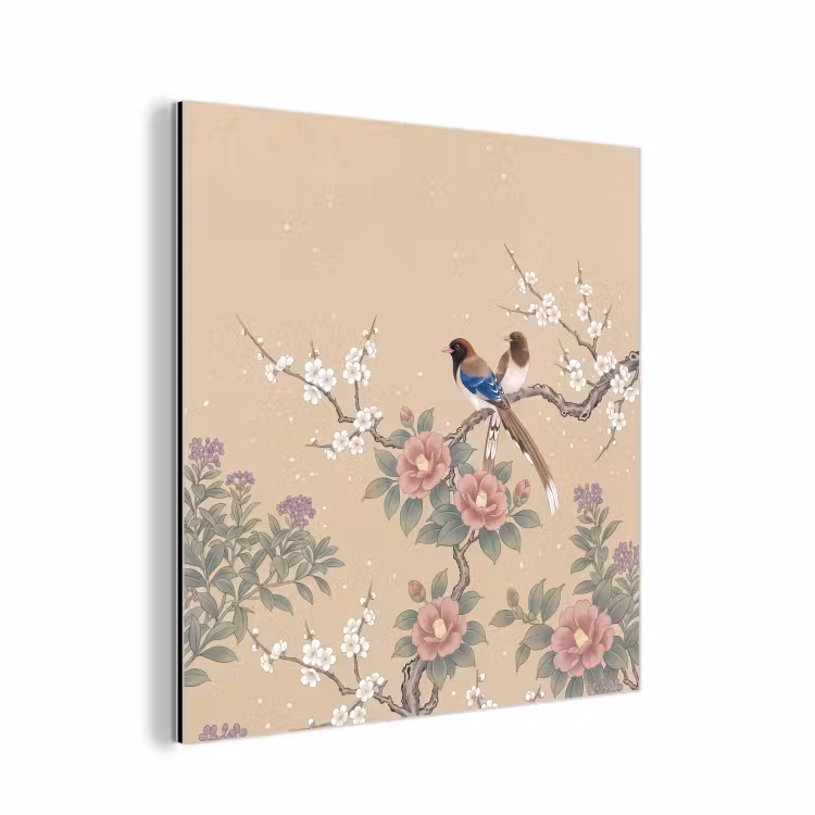 Bloemen - Vogels - Bloemen aluminium wit klein -3d