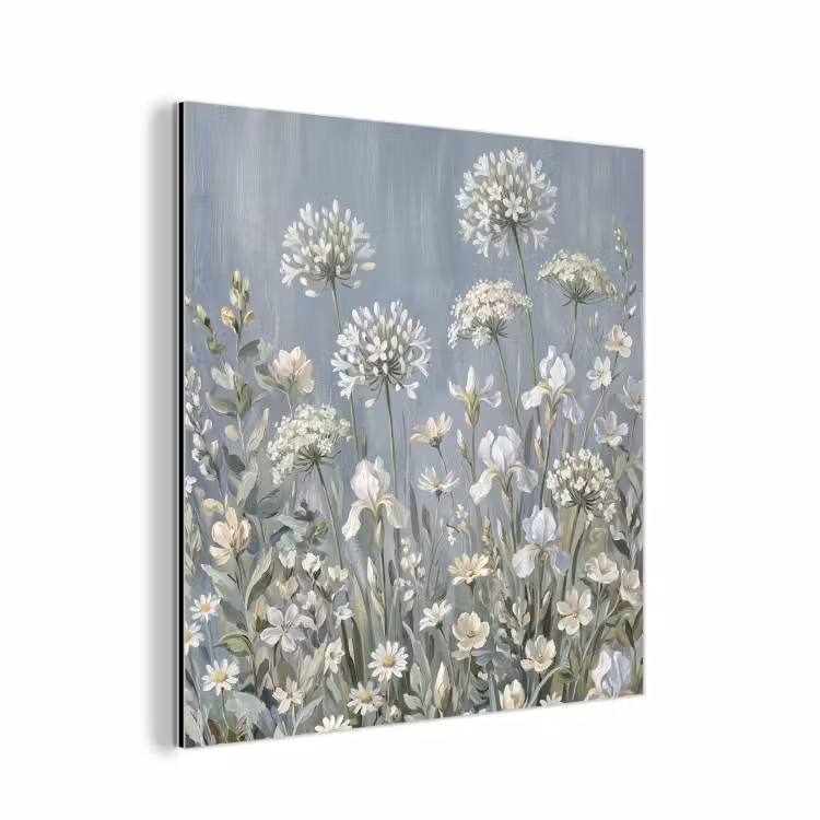 Bloemen - Botanisch - Blauw aluminium wit klein -3d
