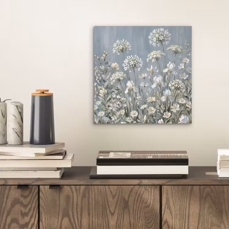 Bloemen - Botanisch - Blauw aluminium wit klein -sfeer1