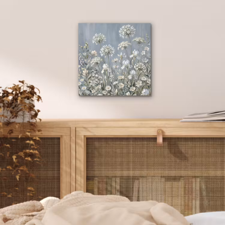 Bloemen - Botanisch - Blauw aluminium wit klein -sfeer3