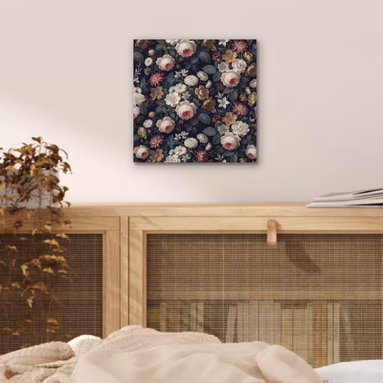 Bloemen - Boeket - Botanisch - Vintage - Donkere achtergrond aluminium wit klein -sfeer3