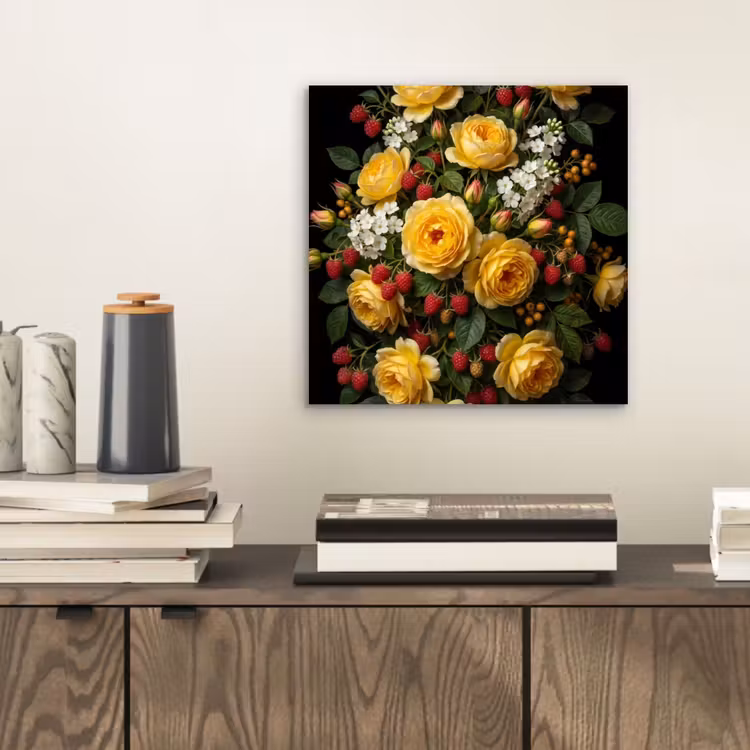 Bloemen - Boeket - Natuur - Klassiek - Geel aluminium wit klein -sfeer1