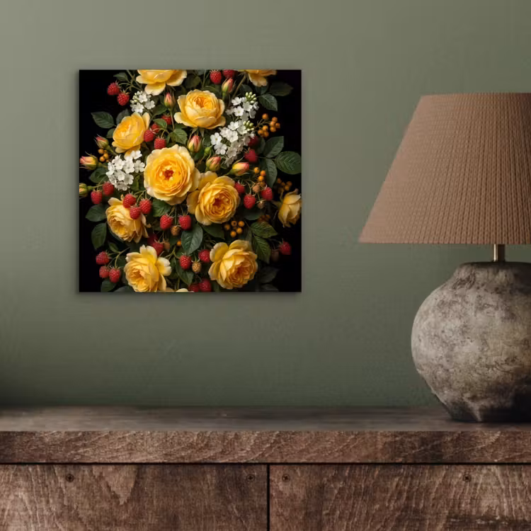 Bloemen - Boeket - Natuur - Klassiek - Geel aluminium wit klein -sfeer2