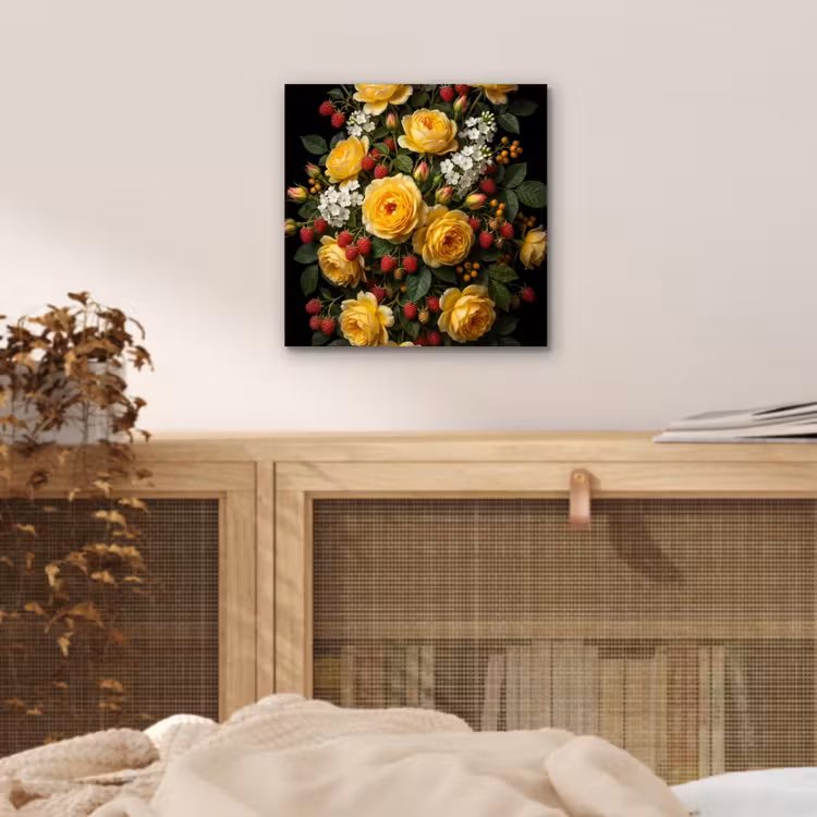 Bloemen - Boeket - Natuur - Klassiek - Geel aluminium wit klein -sfeer3