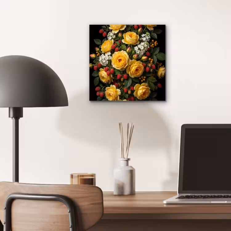 Bloemen - Boeket - Natuur - Klassiek - Geel aluminium wit klein -sfeer5