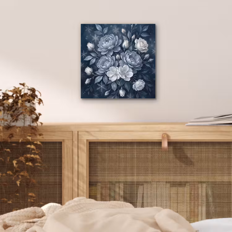 Bloemen - Boeket - Winter - Abstract - Blauw aluminium wit klein -sfeer3