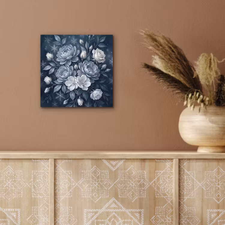 Bloemen - Boeket - Winter - Abstract - Blauw aluminium wit klein -sfeer4