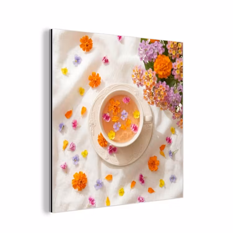 Bloemen - Kop - Natuur - Kleurrijk - Zomer aluminium wit klein -3d