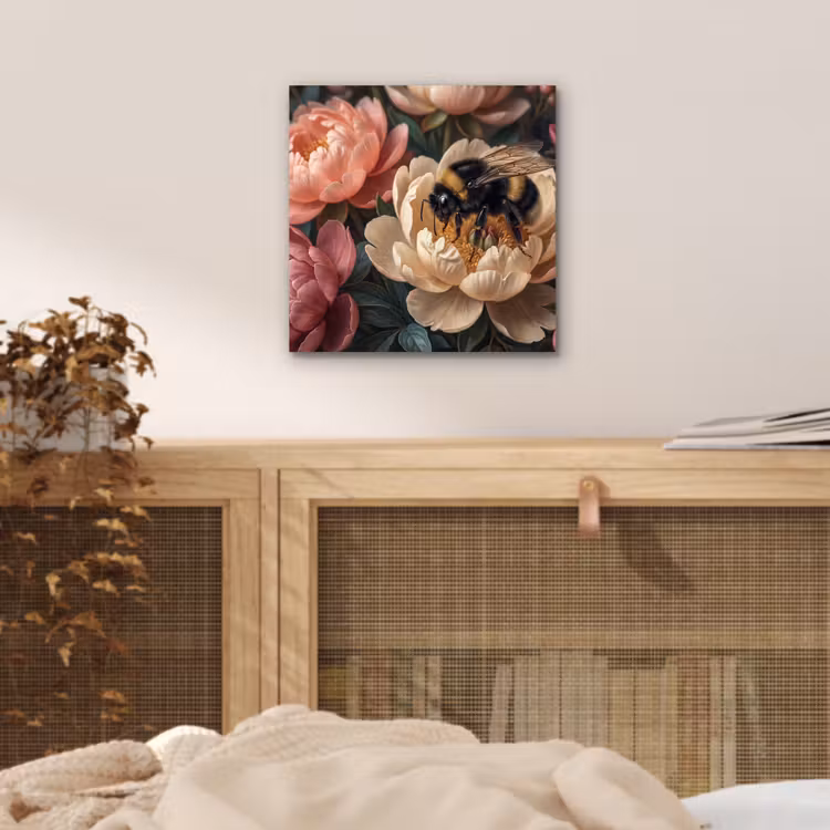 Bloemen - Insect - Natuur - Roze aluminium wit klein -sfeer3
