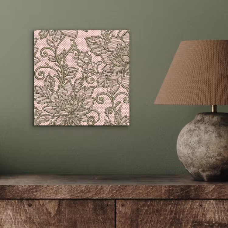Bloemen - Kant - Patroon - Klassiek - Groen aluminium wit klein -sfeer2