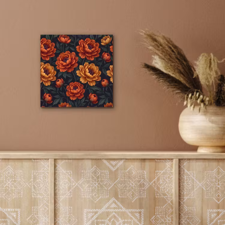 Bloemen - Bladeren - Natuur - Modern - Oranje aluminium wit klein -sfeer4