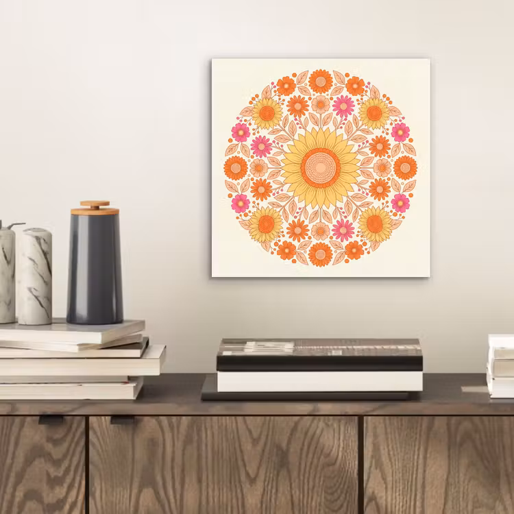 Bloemen - Mandala - Patroon - Kleurrijk aluminium wit klein -sfeer1