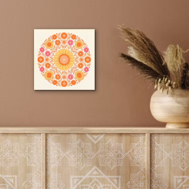 Bloemen - Mandala - Patroon - Kleurrijk aluminium wit klein -sfeer4