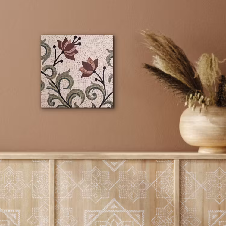 Bloemen - Mozaïek - Patroon - Abstract - Groen aluminium wit klein -sfeer4