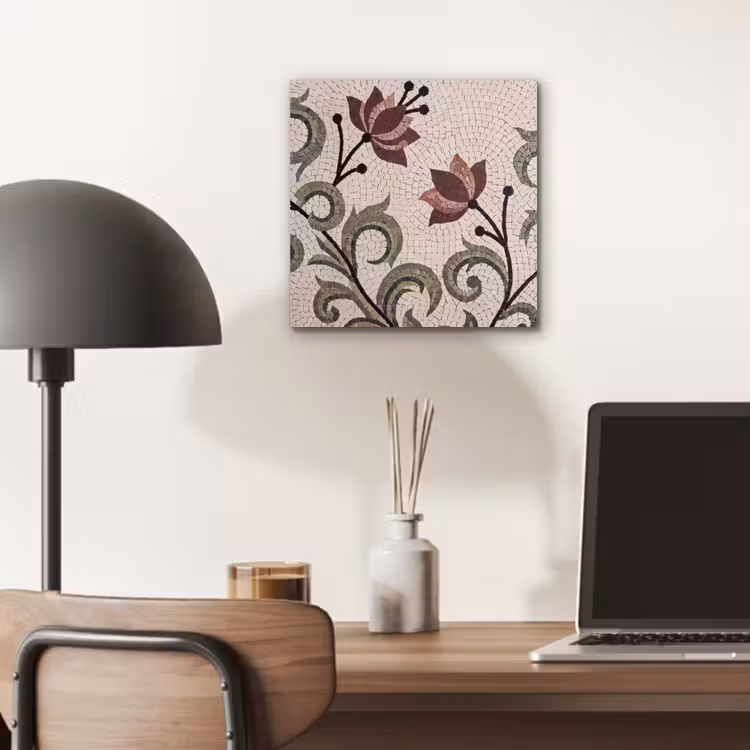 Bloemen - Mozaïek - Patroon - Abstract - Groen aluminium wit klein -sfeer5