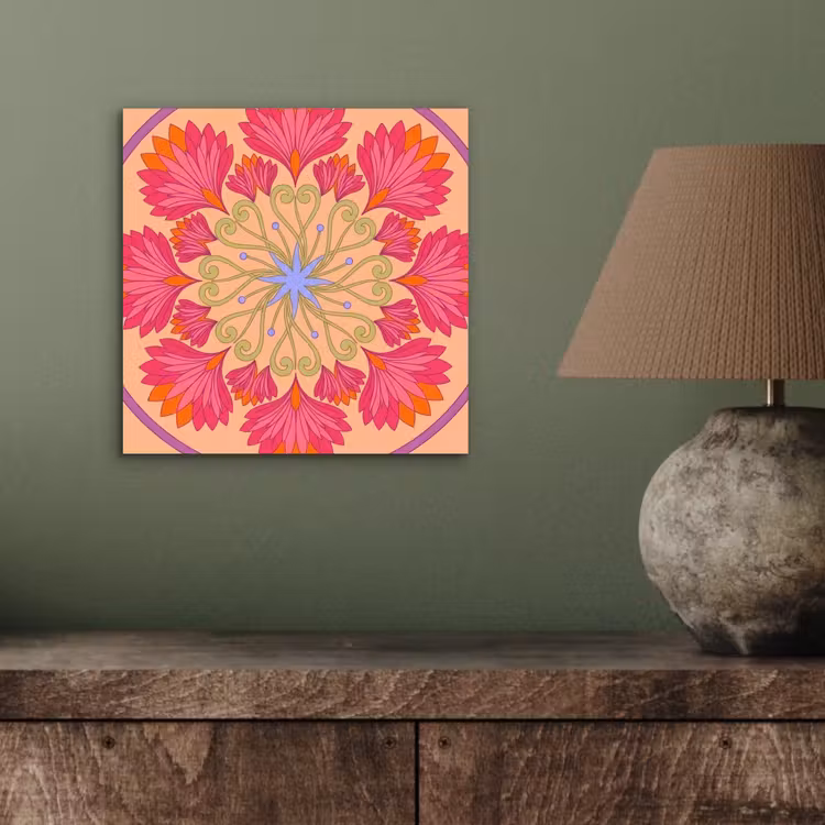 Bloemen - Patroon - Abstract - Roze - Decoratief aluminium wit klein -sfeer2