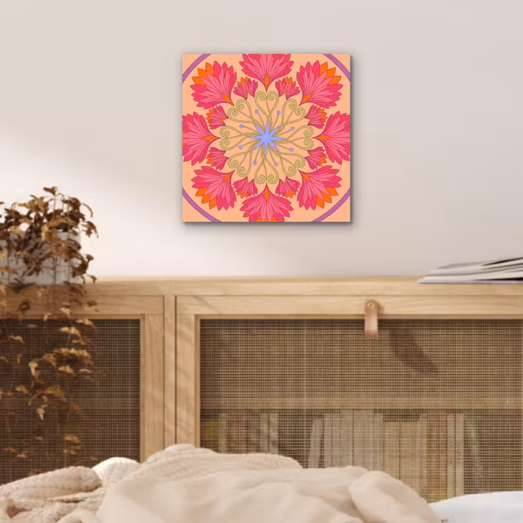 Bloemen - Patroon - Abstract - Roze - Decoratief aluminium wit klein -sfeer3