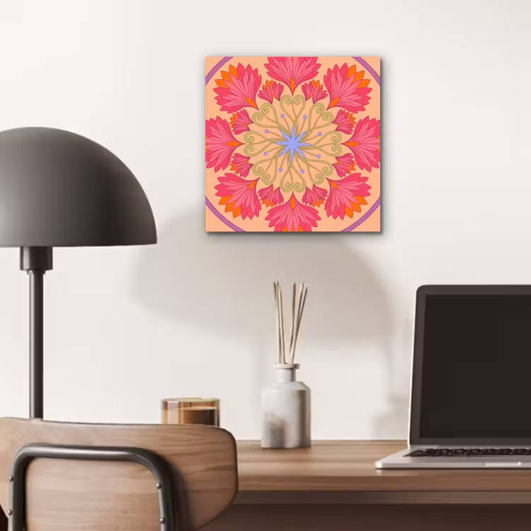 Bloemen - Patroon - Abstract - Roze - Decoratief aluminium wit klein -sfeer5