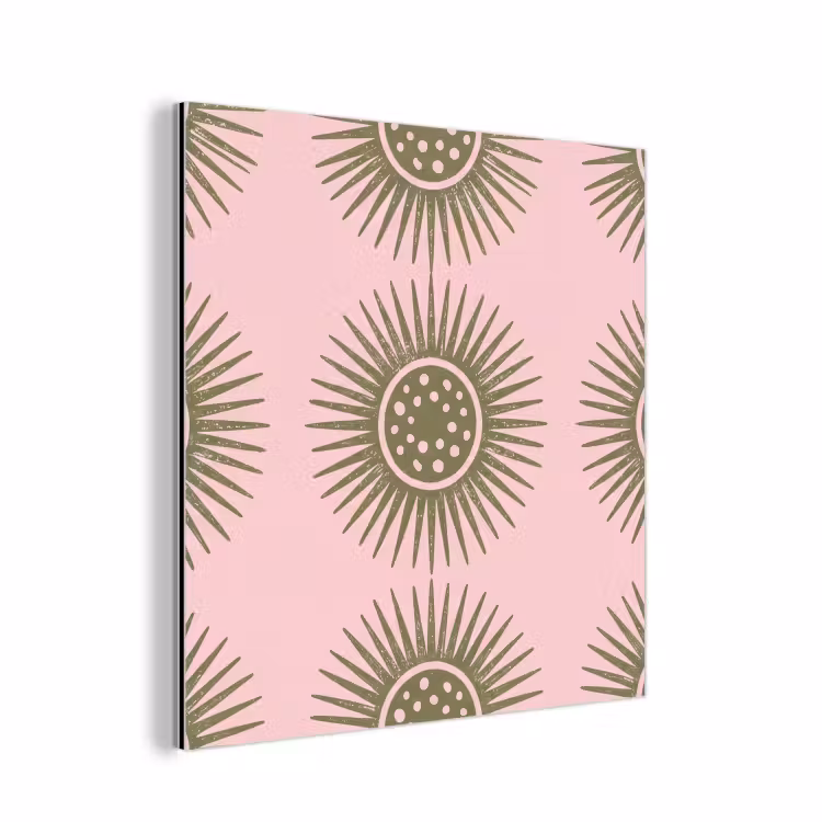 Bloemen - Patroon - Abstract - Roze - Groen aluminium wit klein -3d