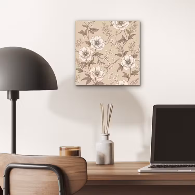 Bloemen - Patroon - Beige aluminium wit klein -sfeer5