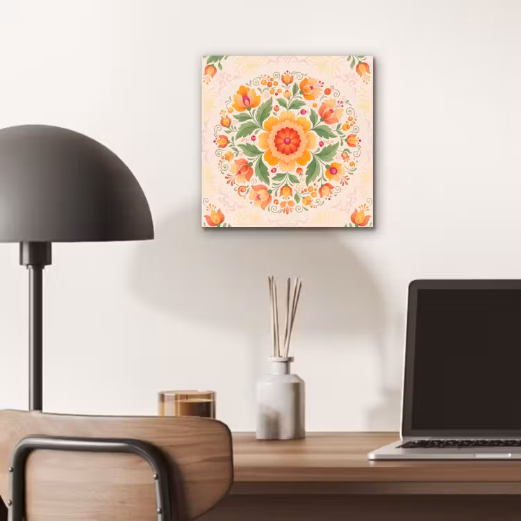 Bloemen - Patroon - Decoratief - Oranje aluminium wit klein -sfeer5