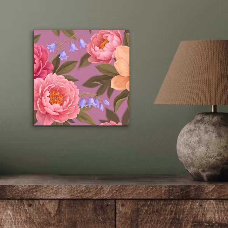 Bloemen - Patroon - Illustratie - Roze aluminium wit klein -sfeer2