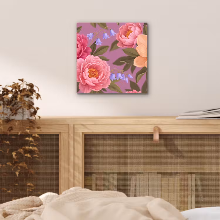 Bloemen - Patroon - Illustratie - Roze aluminium wit klein -sfeer3