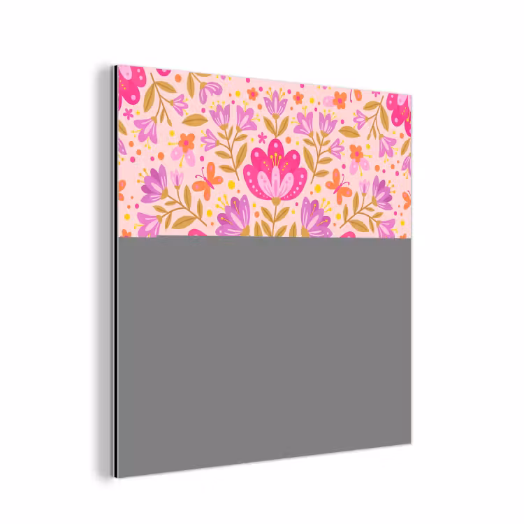 Bloemen - Patroon - Natuur - Abstract - Roze aluminium wit klein -3d