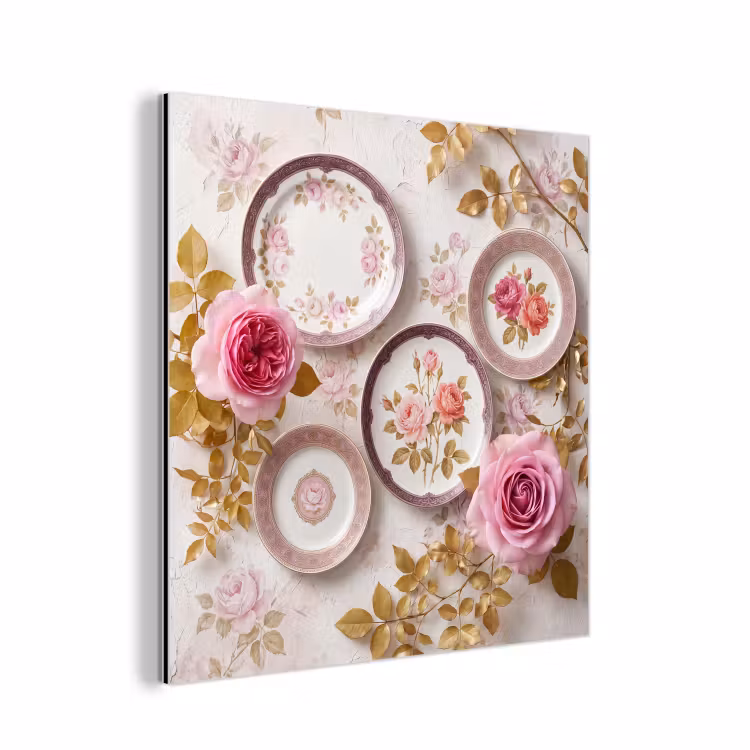 Bloemen - Patroon - Vintage - Roze - Decoratie aluminium wit klein -3d
