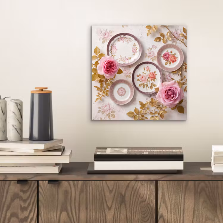 Bloemen - Patroon - Vintage - Roze - Decoratie aluminium wit klein -sfeer1