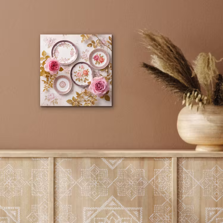 Bloemen - Patroon - Vintage - Roze - Decoratie aluminium wit klein -sfeer4