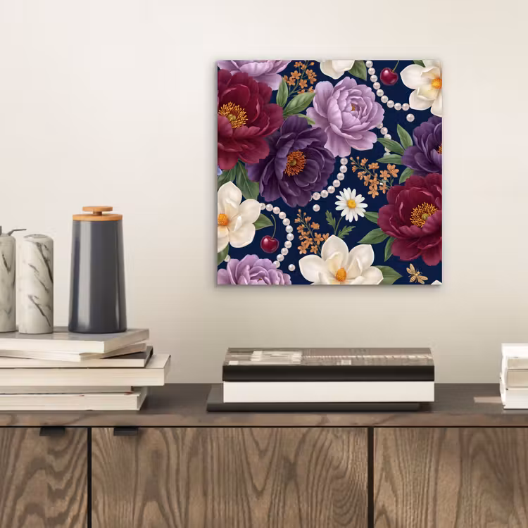 Bloemen - Parels - Decoratie - Modern - Blauw aluminium wit klein -sfeer1