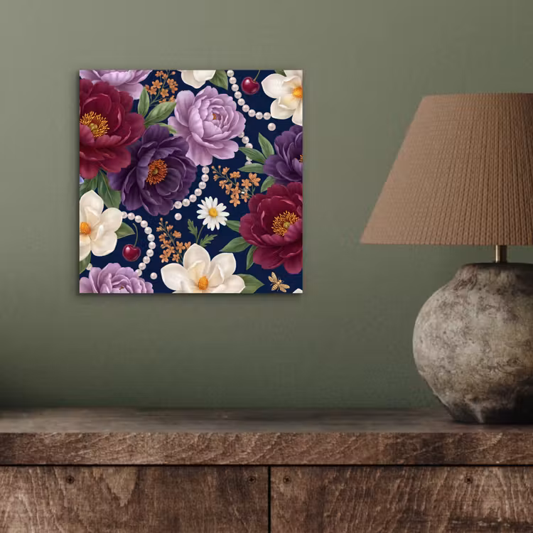 Bloemen - Parels - Decoratie - Modern - Blauw aluminium wit klein -sfeer2