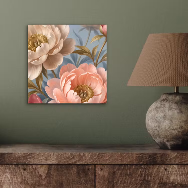 Bloemen - Roze - Beige - Modern - Natuur aluminium wit klein -sfeer2