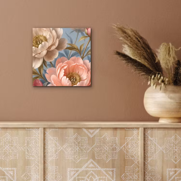 Bloemen - Roze - Beige - Modern - Natuur aluminium wit klein -sfeer4