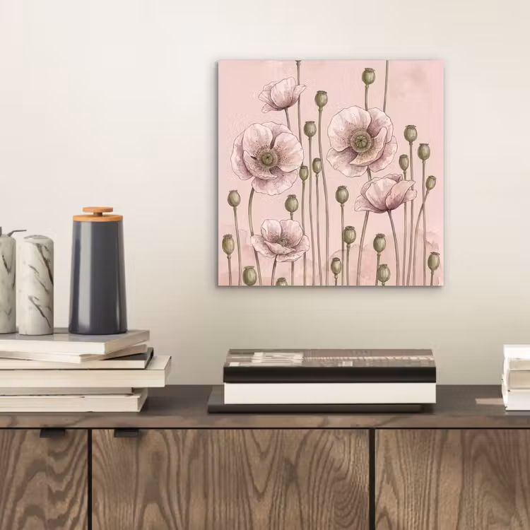 Bloemen - Zomer - Natuur - Aquarel - Roze aluminium wit klein -sfeer1