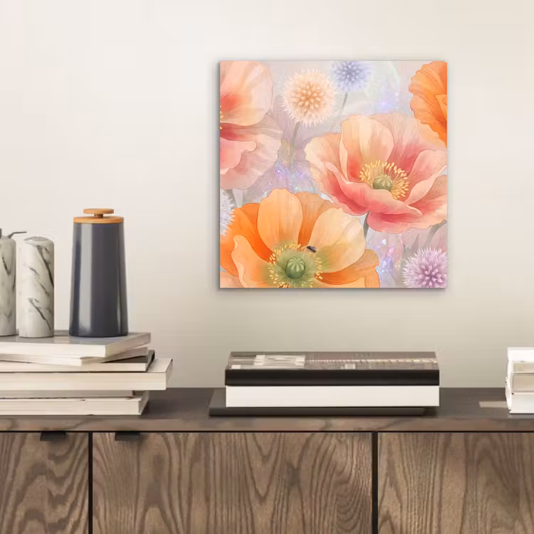 Bloemen - Aquarel - Natuur - Modern - Kleurrijk aluminium wit klein -sfeer1