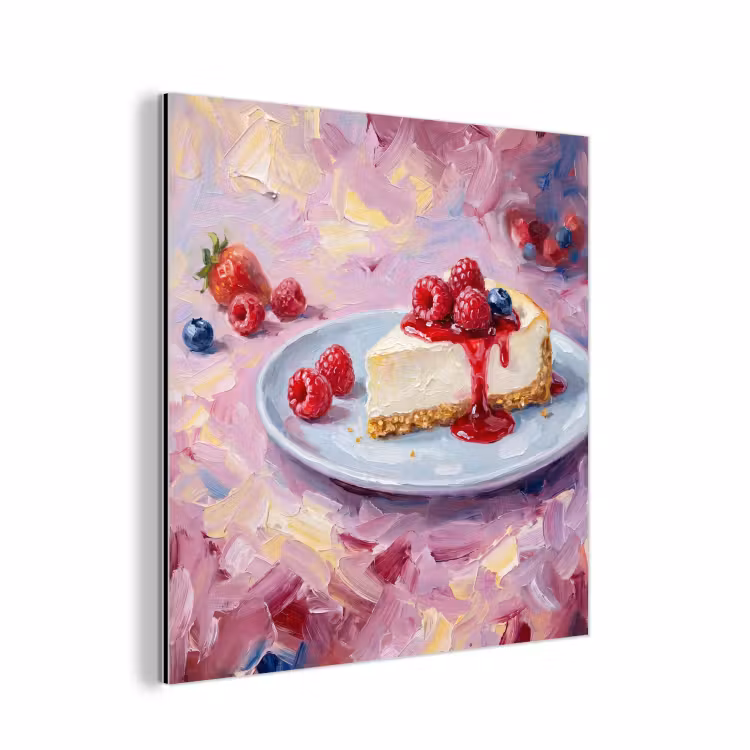 Eten - Cheesecake - Bessen - Abstract - Roze aluminium wit klein -3d