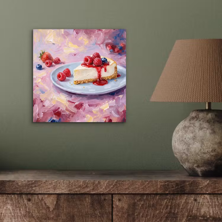 Eten - Cheesecake - Bessen - Abstract - Roze aluminium wit klein -sfeer2