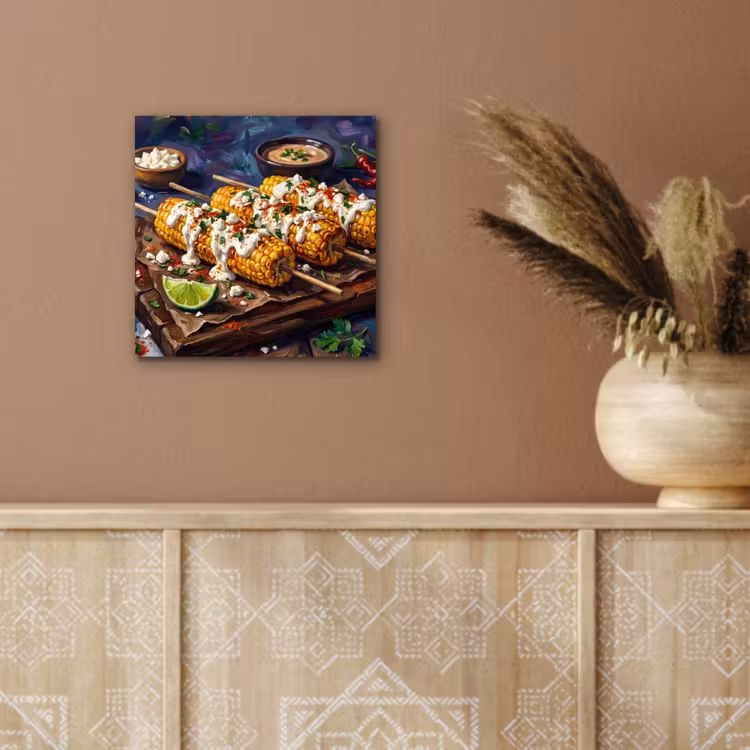 Eten - Maïs - Saus - Geschilderd - Geel aluminium wit klein -sfeer4