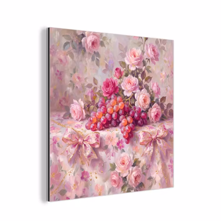 Eten - Bloemen - Stilleven - Roze - Goud aluminium wit klein -3d