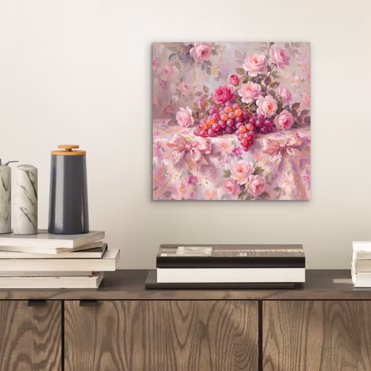 Eten - Bloemen - Stilleven - Roze - Goud aluminium wit klein -sfeer1