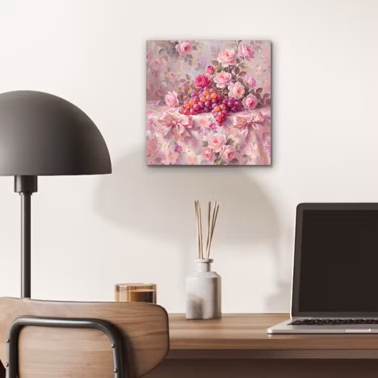 Eten - Bloemen - Stilleven - Roze - Goud aluminium wit klein -sfeer5