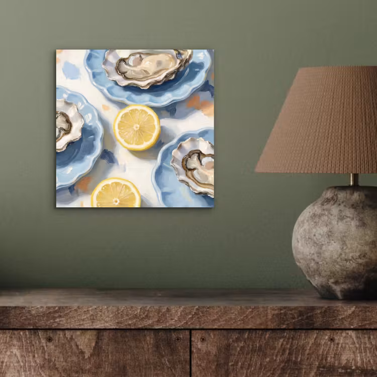 Eten - Oesters - Citroenen - Modern - Geel aluminium wit klein -sfeer2