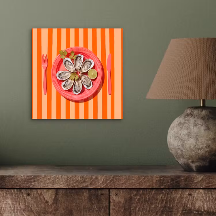 Eten - Oester - Zeevruchten - Oranje - Modern aluminium wit klein -sfeer2