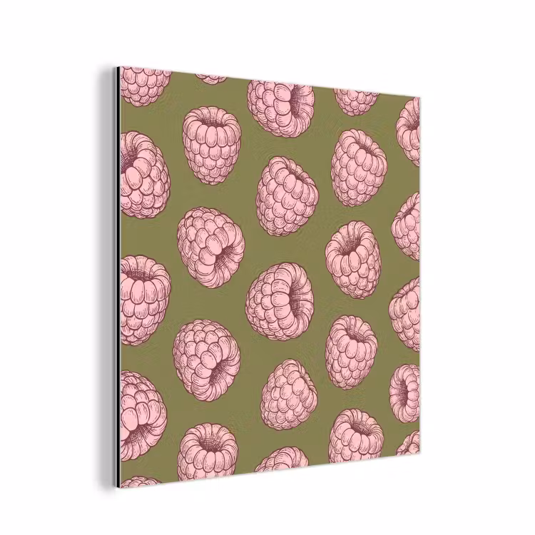 Eten - Patroon - Illustratie - Roze - Groen aluminium wit klein -3d