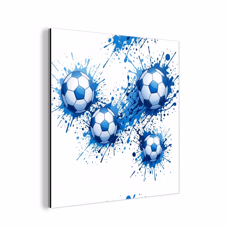 Voetballen - Verf - Sport - Blauw aluminium wit klein -3d