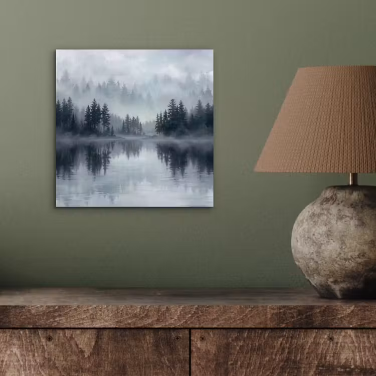 Bos - Meer - Mist - Natuur - Grijs aluminium wit klein -sfeer2