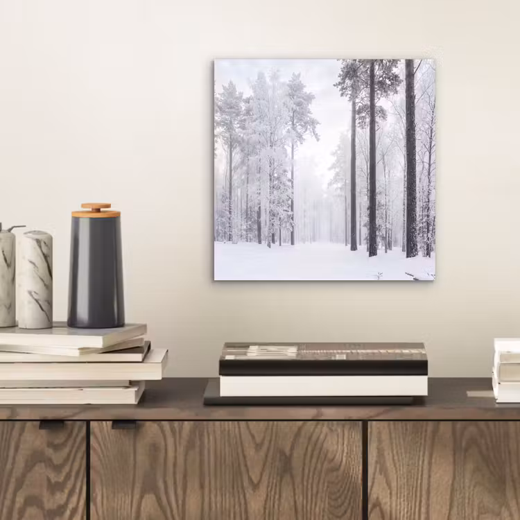 Bos - Sneeuw - Pad - Winter - Stilte aluminium wit klein -sfeer1